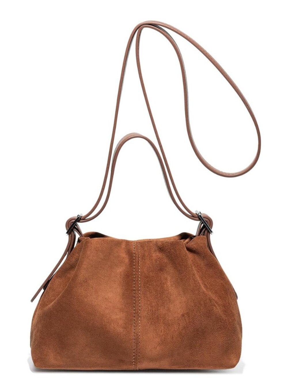 Mini Suede Tote Bag for Women Pleated Cloud Handbag Trendy Shoulder Crossbody
